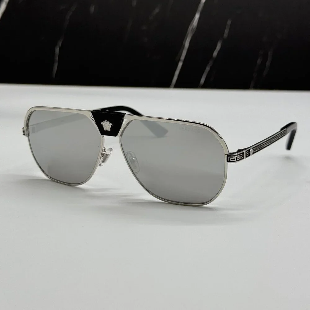 NEW VERSACE VE2294 1000/6G SUNGLASSES MOD 2294 SILVER MEN EYEWEAR VE2294 10006G
